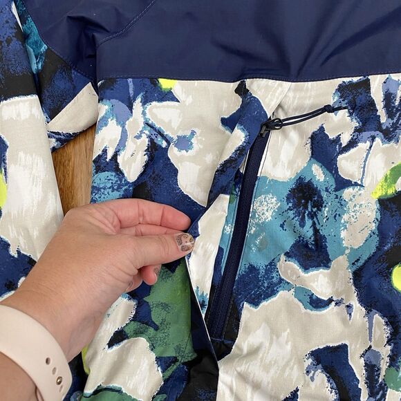 The North Face Windbreaker Rain Jacket Hooded Floral Lightweight Blue Large - Picture 4 of 9